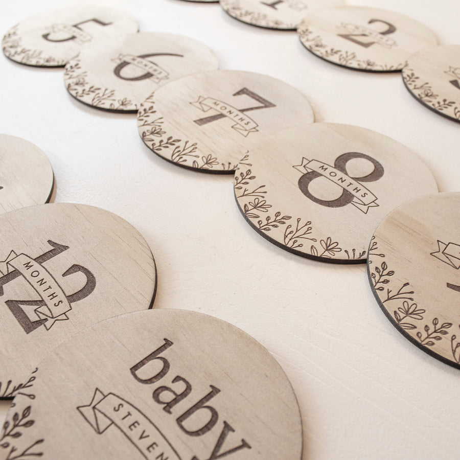 Baby Milestone Cards Set | Wooden | Floral Collection