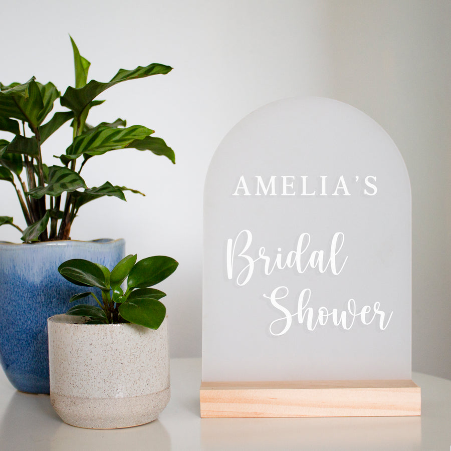 Arch Table Sign | Bridal | Frosted Acrylic