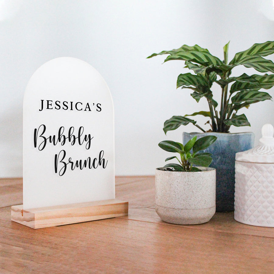 Arch Table Sign | Bridal | Frosted Acrylic