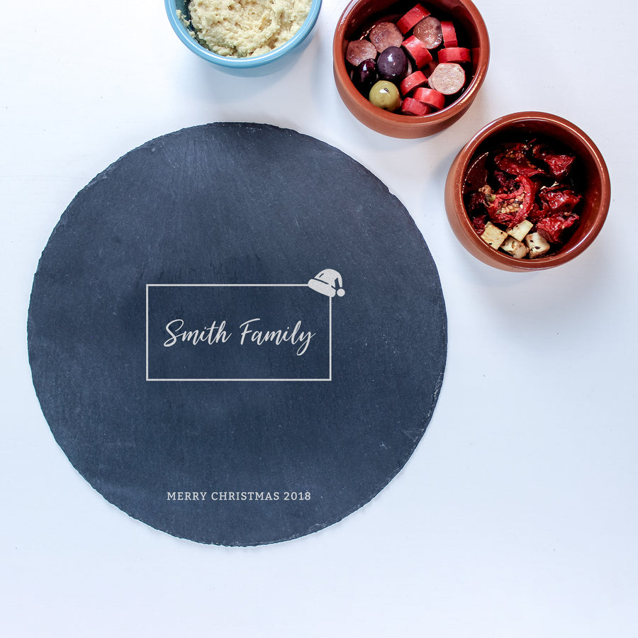Round Serving Board Christmas | Slate