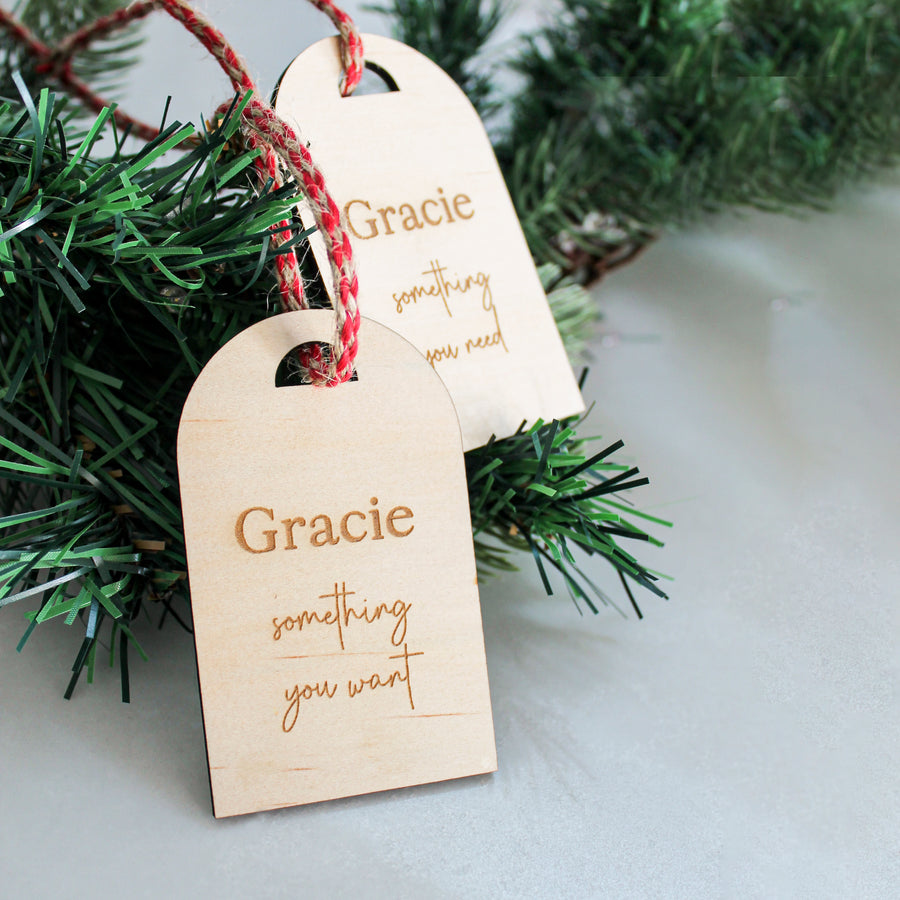 Christmas | Kids Gift Tags | Wooden set of 4