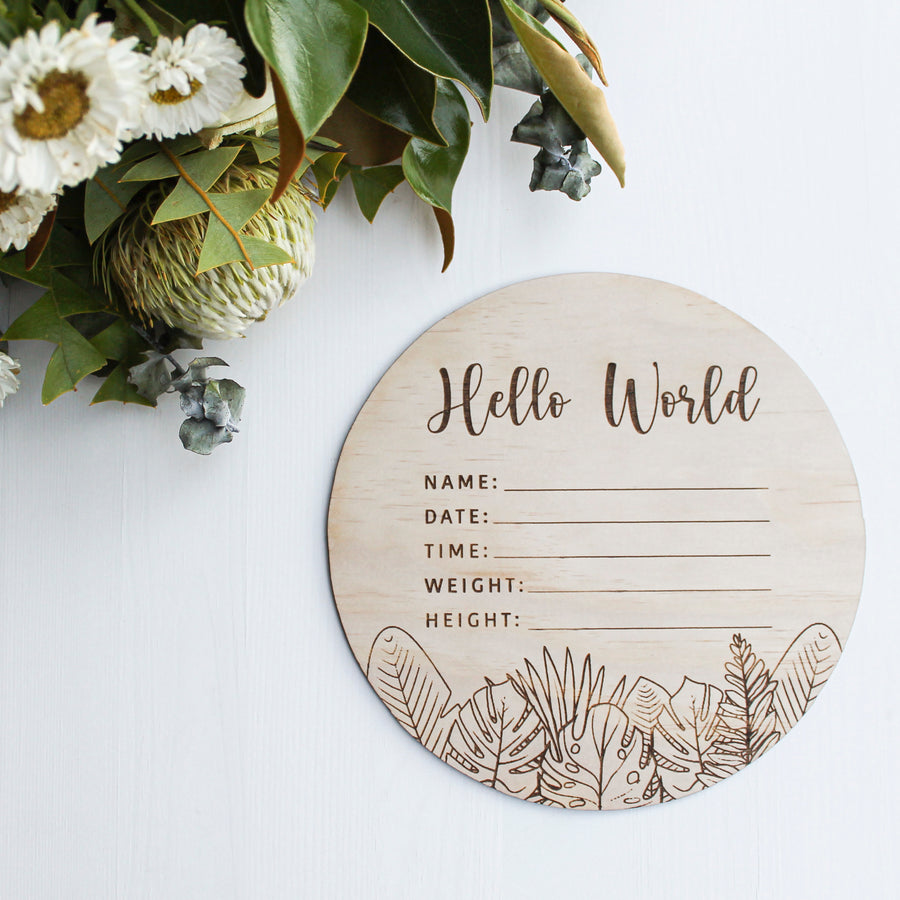 Baby Announcement Plaque | Wood | Round