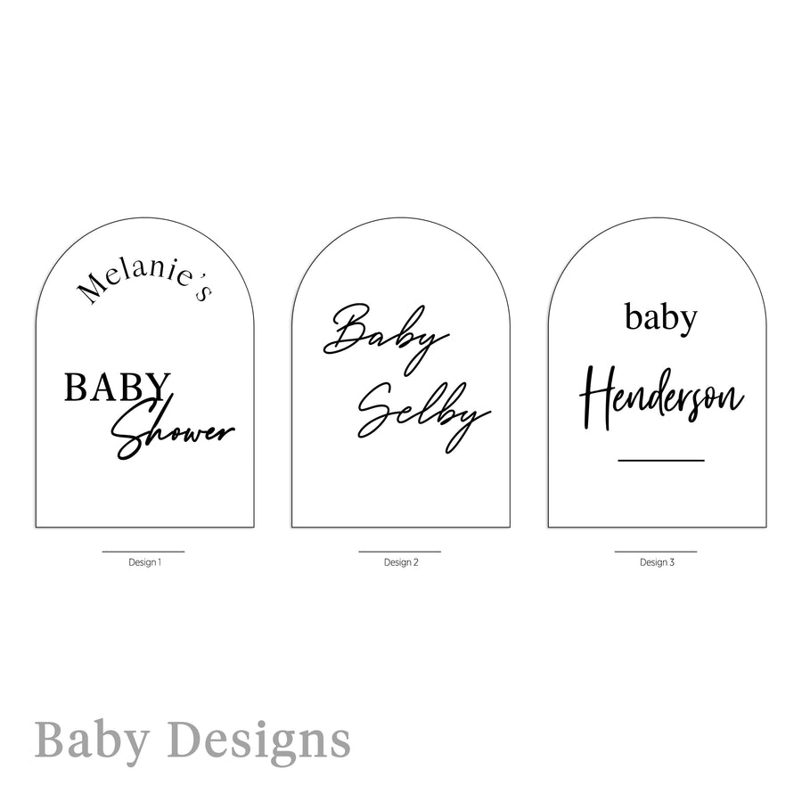 Arch Table Sign | Baby | White Acrylic
