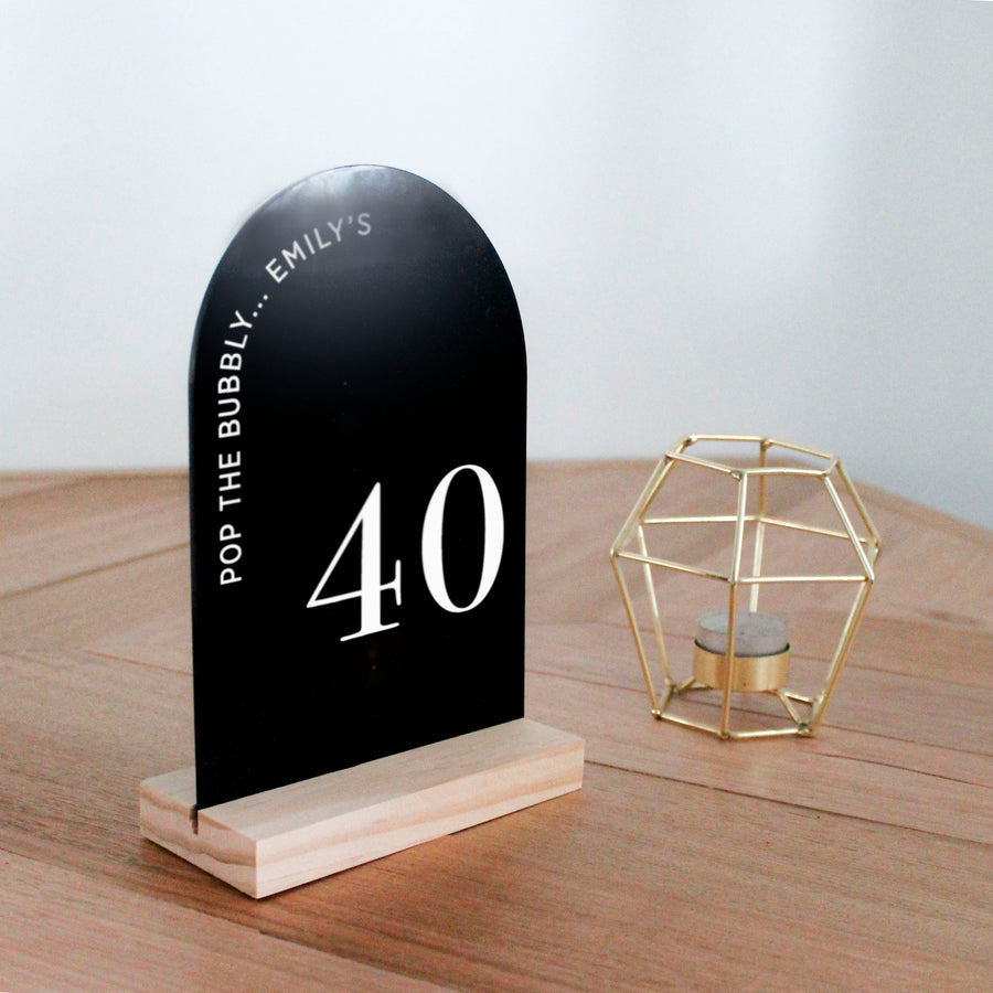 Arch Table Sign | Birthday | Black Acrylic