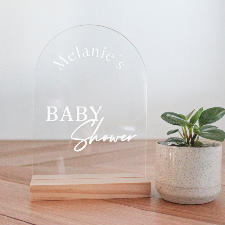 Arch Table Sign | Baby | Clear Acrylic
