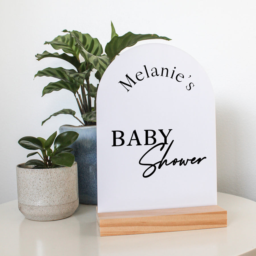 Arch Table Sign | Baby | White Acrylic