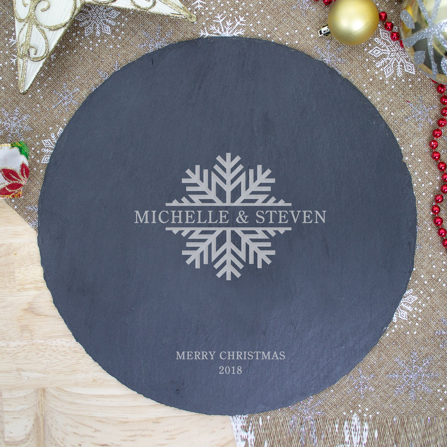 Round Serving Board Christmas | Slate