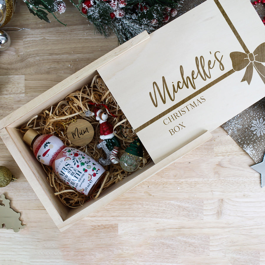 Wooden Gift Box Christmas | Wood Lid